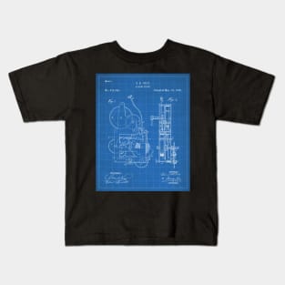 Alarm Clock Patent - Clockmaker Chronometer Art - Blueprint Kids T-Shirt